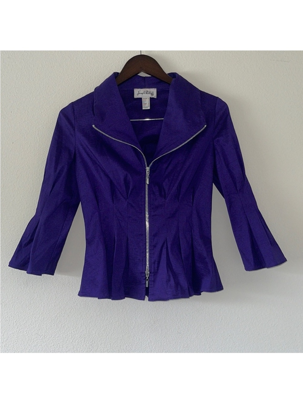 Joseph Ribkoff Purple Zip-Front Peplum Jacket